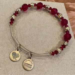Alex and Ani Red and Gold Beaded Expandable Bracelet